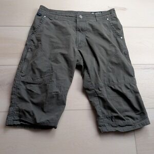 Kuhl Men Renegade Hiking Shorts Mens 34 Olive Green Nylon Stretch Cargo Gorpcore